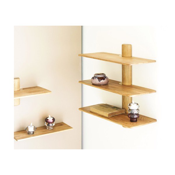 Poschodová polica z dubového dreva v svetlo prírodnej farbe 55 cm Calcata – House Nordic-image-1