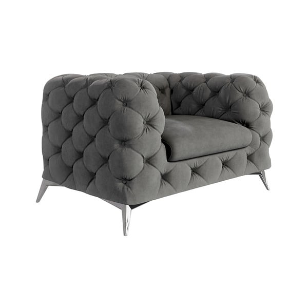 Sivé zamatové kreslo Chelsea – Ropez