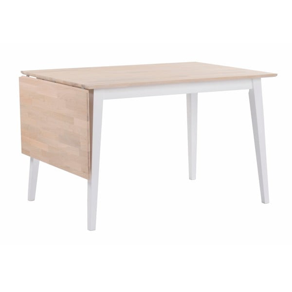 Matne lakovaný sklápací dubový jedálenský stôl s bielymi nohami Folke Mimi, dĺžka 120 - 165 cm