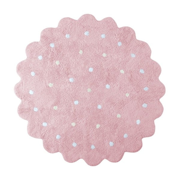 Ružový bavlnený ručne vyrobený koberec Lorena Canals Biscuit, priemer 140 cm