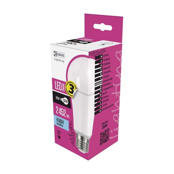 LED žiarovka EMOS Classic A67 Cold White, 20W E27-image-1