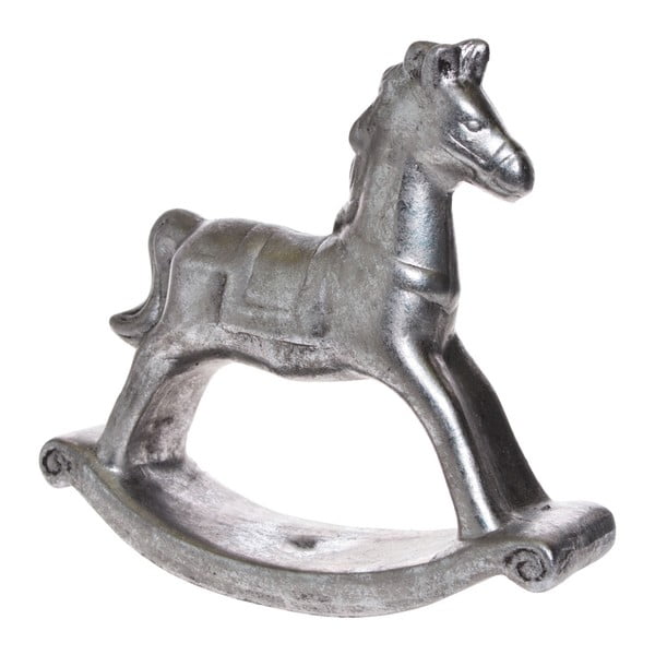 Dekoratívny hojdací kôň v striebornej farbe Ewax, výška 19 cm