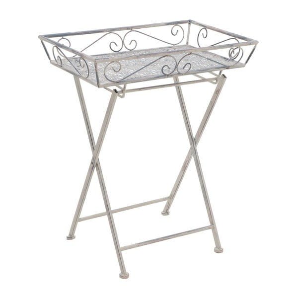 Sivý kovový príručný stolík InArt Antique, výška 74 cm