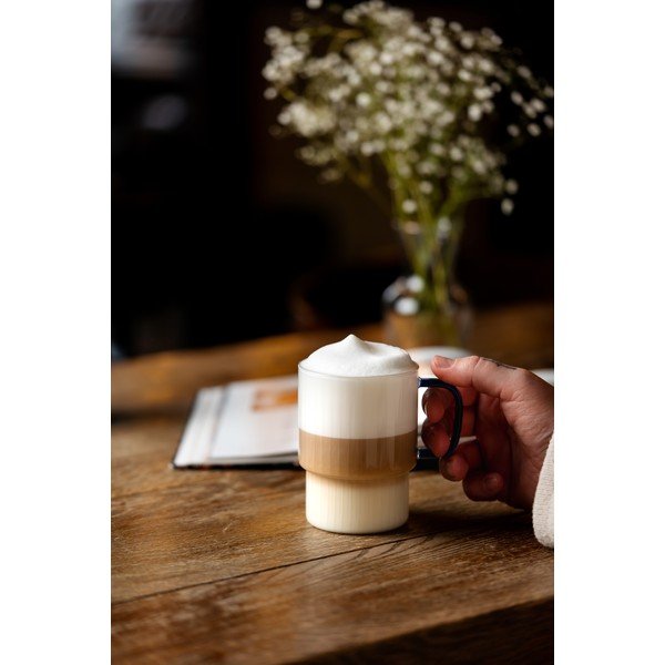 Modré sklenené hrnčeky v súprave 2 ks na cappuccino 350 ml Livio – Vialli Design-image-3