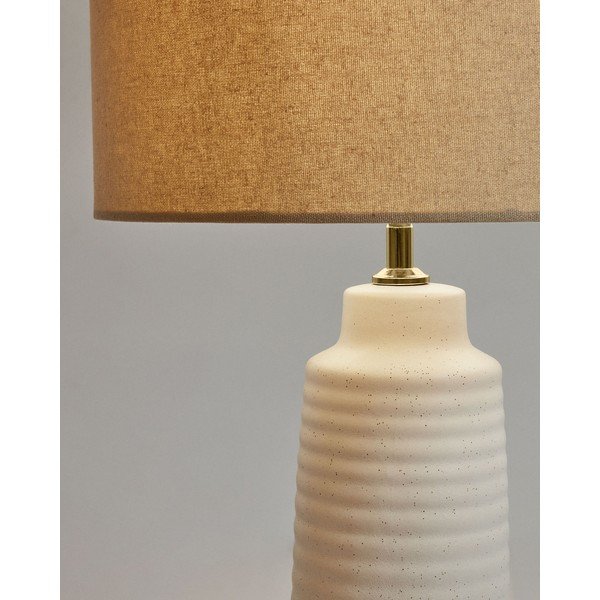 Biela stolová lampa s textilným tienidlom (výška 58 cm) Mijal - Kave Home-image-3