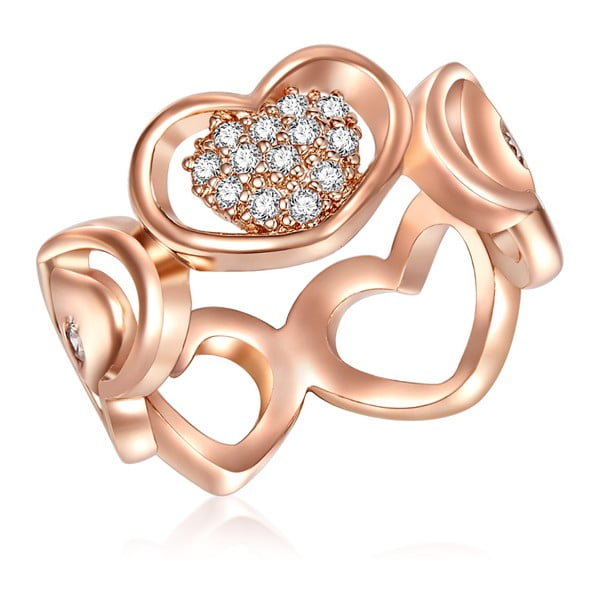Dámsky prsteň vo farbe ružového zlata Tassioni Lovers, veľ. 56