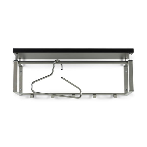 Čierny/v striebornej farbe kovový nástenný vešiak s poličkou 70 cm Rex – Spinder Design-image-2