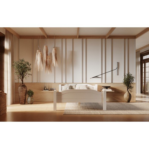 Biela jednolôžková posteľ z borovicového dreva 90x200 cm Liva – Olivia Living-image-3