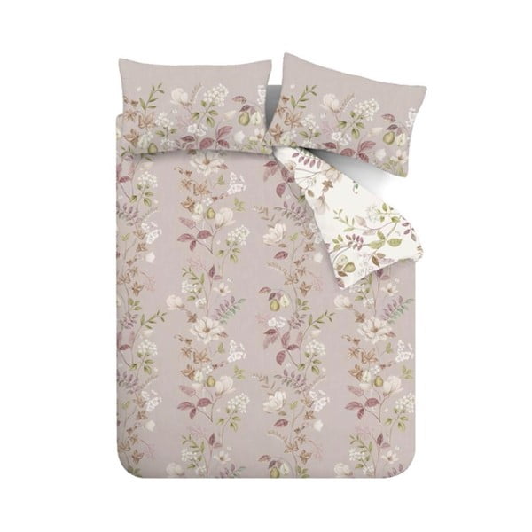 Ružové bavlnené obliečky na jednolôžko 135x200 cm Francesca Floral – Bianca