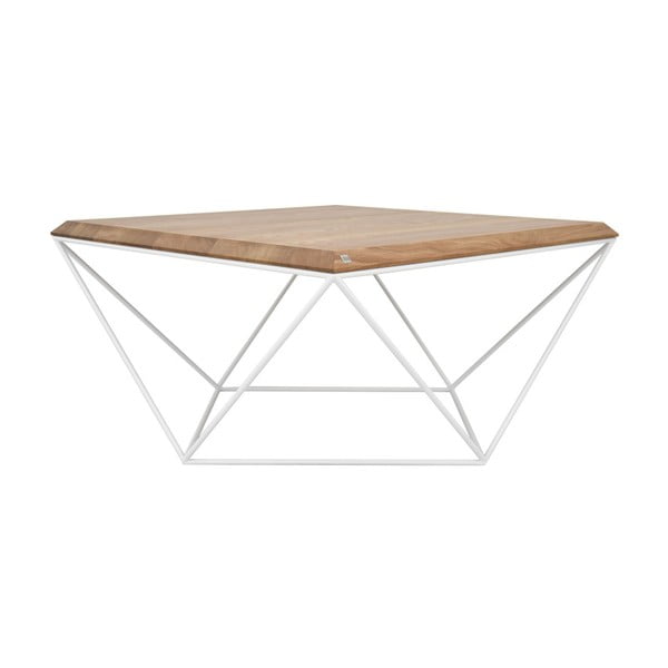 Biely konferenčný stolík s doskou z dubového dreva Take Me HOME Tulip, 80 × 80 cm