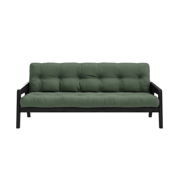 Čierna variabilní rozkladacia pohovka s futónom v olivovozelenej farbe Karup Design Grab Black/Olive Green