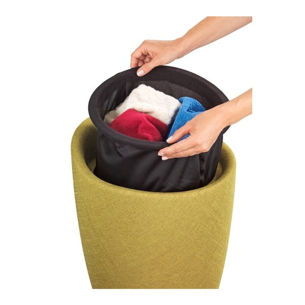 Zelený kôš na bielizeň a taburetka v jednom Wenko Linen Look, 20 l-image-3