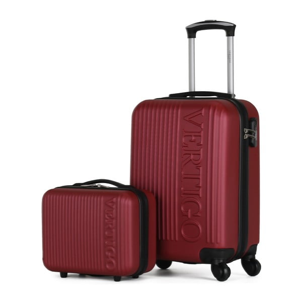 Sada 2 vínových cestovných kufrov na kolieskach VERTIGO Valises Cabine & Vanity Case