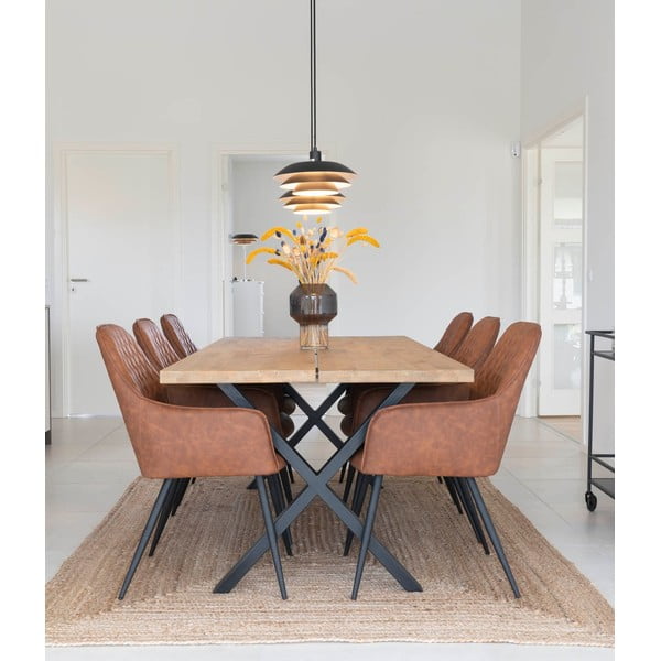 Hnedé čalúnené jedálenské kreslá v súprave s podrúčkami 2 ks Harbo – House Nordic-image-1