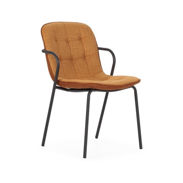 Čalúnená jedálenská stolička s podrúčkami v terakotovej farbe Angie – Marckeric