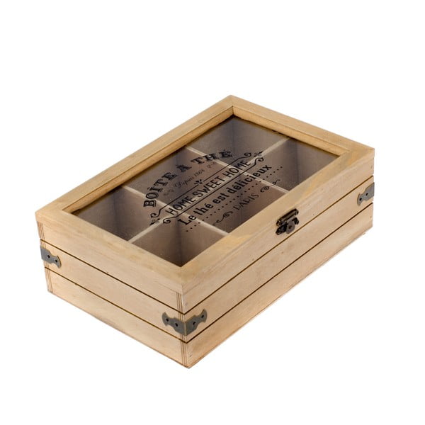 Drevená škatuľka na čaj so 6 priehradkami Dakls Mia, 24 x 16 cm