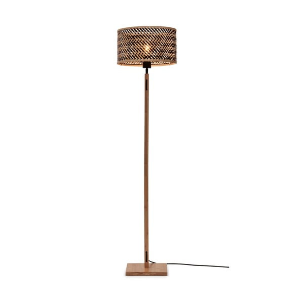 Stojacia lampa s bambusovým tienidlom v čierno-prírodnej farbe (výška 128 cm) Java – Good&amp;Mojo