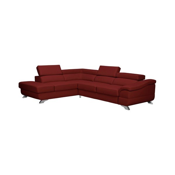 Červená rozkladacia rohová pohovka koženkového vzhľadu Windsor & Co Sofas Gamma, ľavý roh-image-1