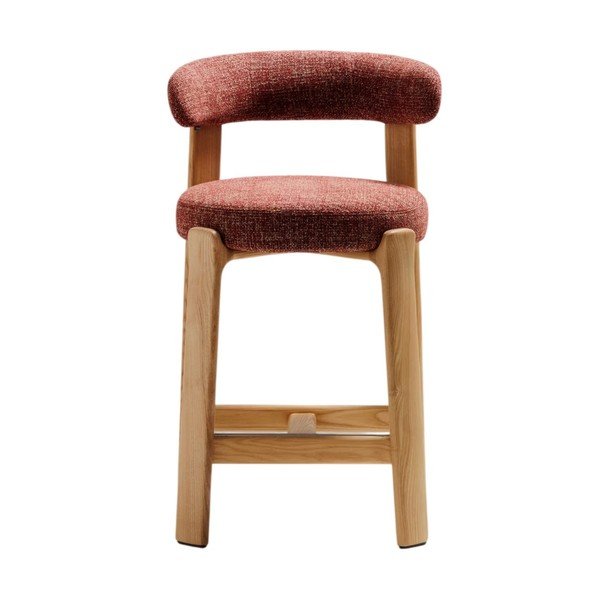 Barová stolička z jaseňového dreva v terakotovej farbe/v svetlo prírodnej farbe (výška sedadla 65 cm) Granite – Kave Home-image-4