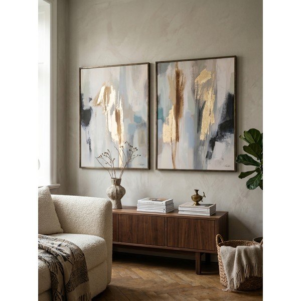 Tlačené/s ručne maľovanými prvkami obrazy v súprave 2 ks s rámom/na plátne 60x80 cm Gallery – Bizzotto-image-1