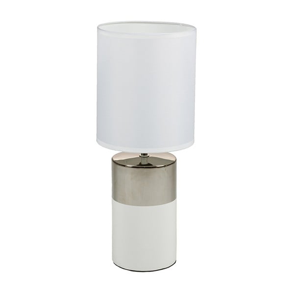 Biela stolová lampa so základňou v striebornej farbe Santiago Pons Reba, ⌀ 19 cm