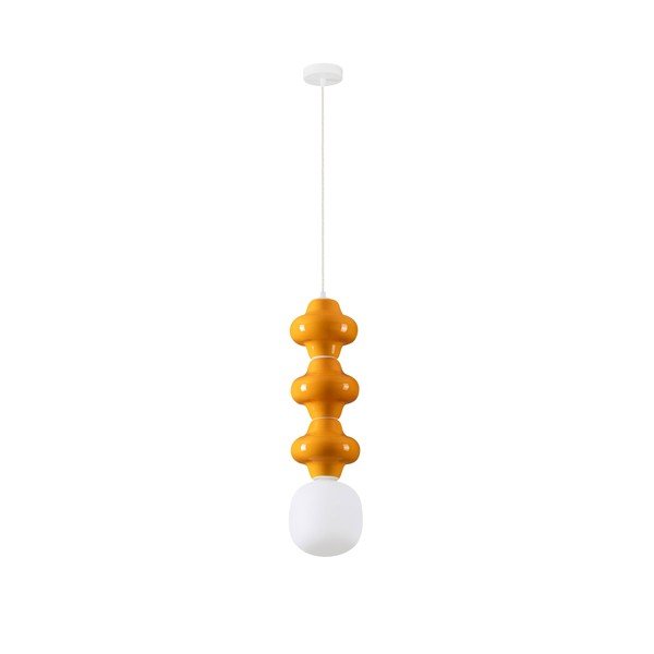 Biele/oranžové keramické závesné svietidlo so skleneným tienidlom ø 18 cm Clio – Nova Luce