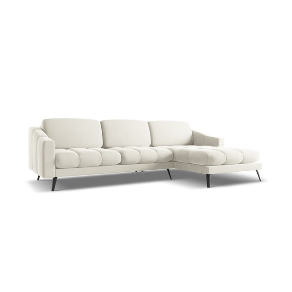 Krémovobiela zamatová rohová pohovka (pravý roh) Nalu – Makamii-image-4