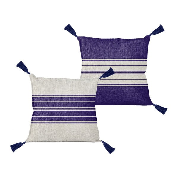 Vankúš Linen Borlas Double Stripes, 45 × 45 cm