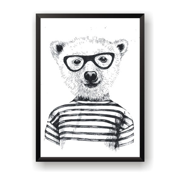 Plagát Nord & Co Hipster Bear, 30 x 40 cm