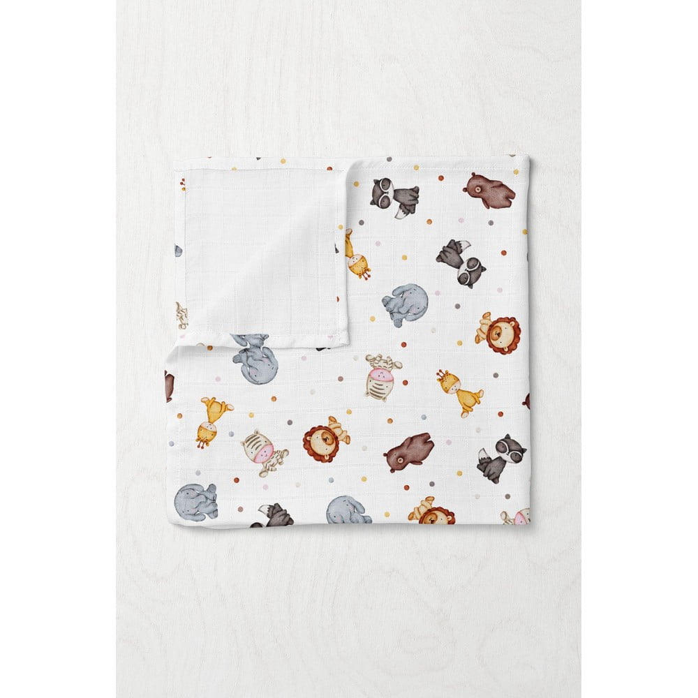 Biela mušelínová detská deka 75x100 cm Zoo – Mijolnir