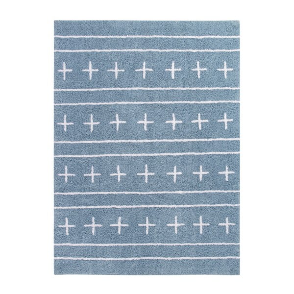 Modrý bavlnený koberec Happy Decor Kids Shapes, 160 x 120 cm
