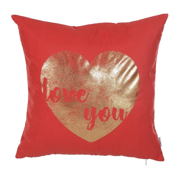 Červená obliečka na vankúš Mike & Co. NEW YORK Shimmering Heart, 45 x 45 cm
