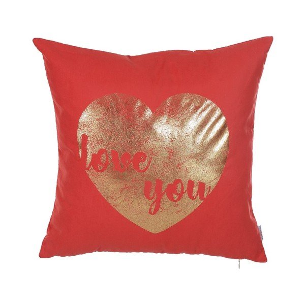 Červená obliečka na vankúš Mike & Co. NEW YORK Shimmering Heart, 45 x 45 cm