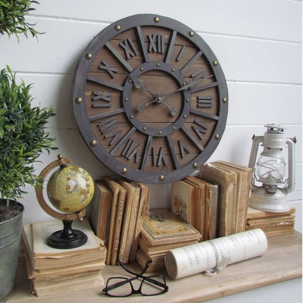 Nástenné hodiny Industrial Wood, 46 cm