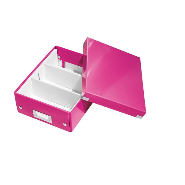 Ružový kartónový úložný box s vekom Click&amp;Store - Leitz
