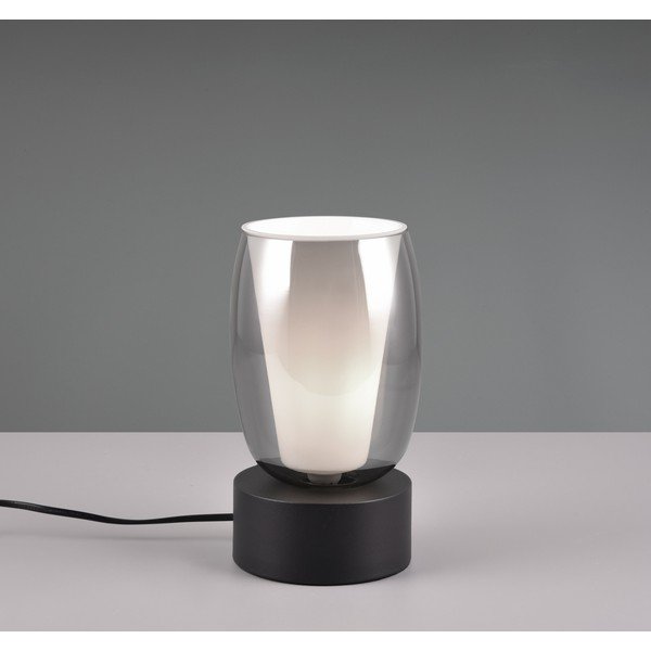 Stolová lampa so skleneným tienidlom v čierno-striebornej farbe (výška 24 cm) Barret – Trio Select-image-1