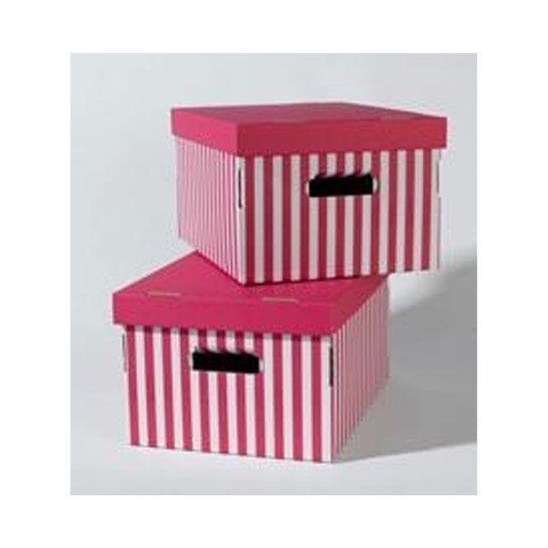 Sada 2 úložných krabíc Compactor Pink Stripes