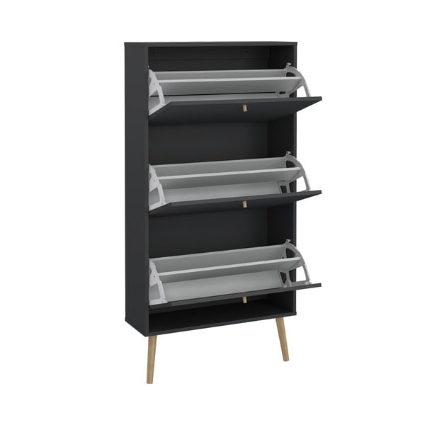 Antracitová výklopná skrinka na topánky Bodo – Tvilum-image-4