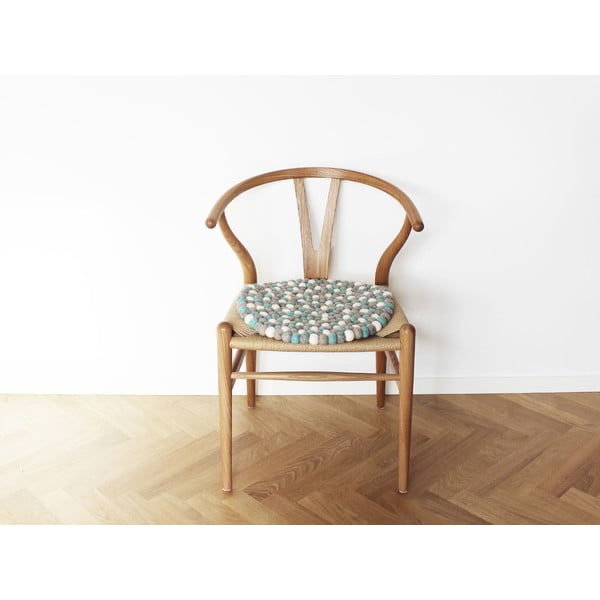 Svetlomodrý guľôčkový vlnený vankúš na sedenie Wooldot Ball Chair Pad, ⌀ 39 cm
