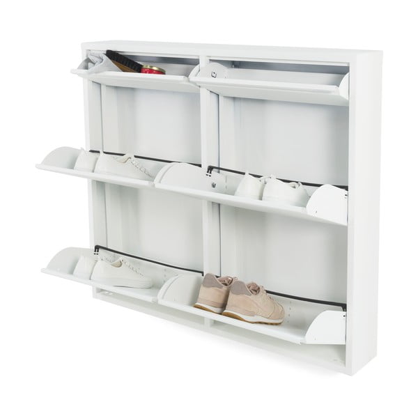 Biela kovová výklopná skrinka na topánky 98x86x15 cm Billy – Spinder Design-image-2