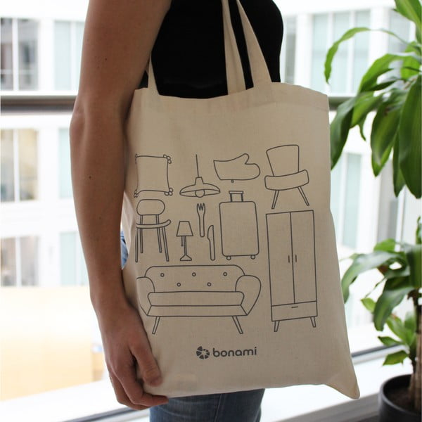 Krémová plátenná taška Bonami-image-4