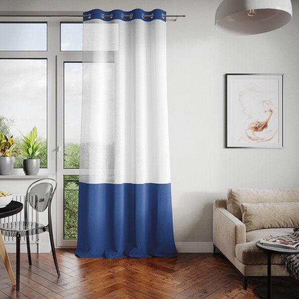 Bielo-modrý záves AmeliaHome Irvelette Eyelets, 140 x 270 cm-image-2