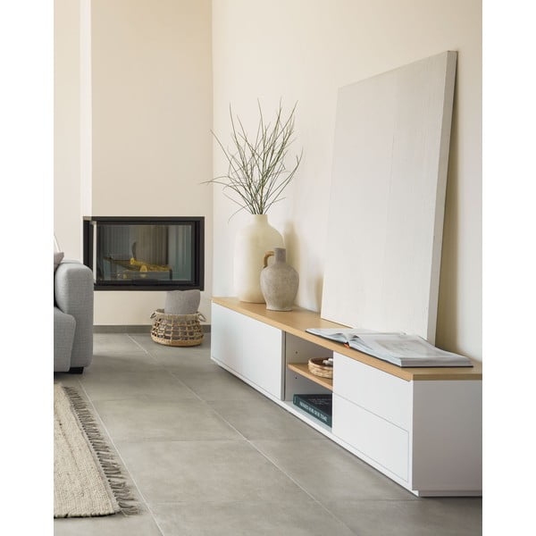 Biely TV stolík 200x44 cm Abilen – Kave Home-image-3