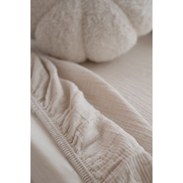 Béžová napínacia mušelínová detská plachta do postieľky 60x120 cm Burumcuk – Mijolnir-image-3