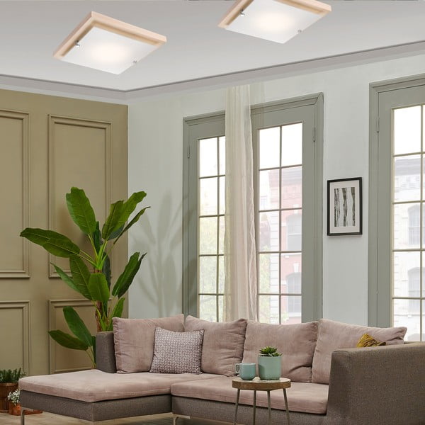 Stropné svietidlo v hnedo-prírodnej farbe 30x30 cm Pedro – LAMKUR-image-3