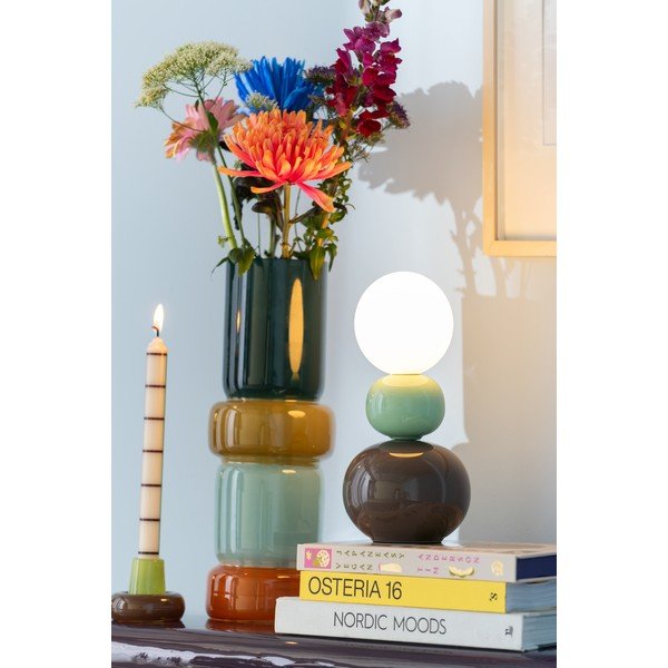 Keramická stolová lampa v mentolovej farbe/hnedá (výška  26 cm) Firenze Pellet – Leitmotiv-image-1