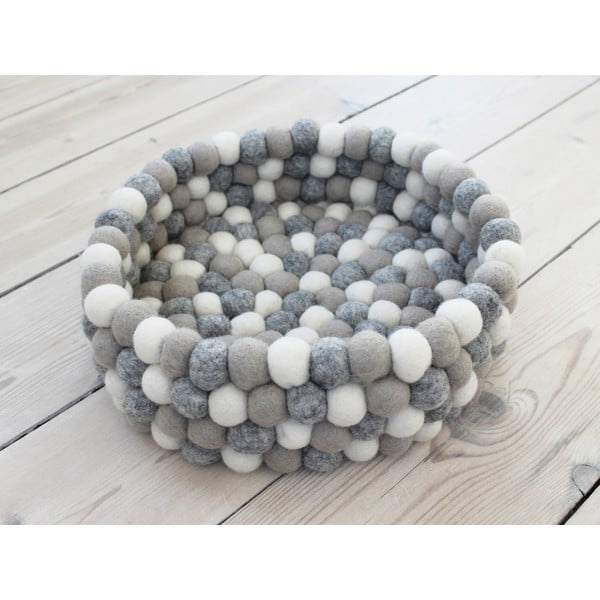 Svetlo sivo-biely guľôčkový vlnený úložný košík Wooldot Ball Basket, ⌀ 28 cm