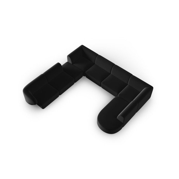 Čierna zamatová rohová pohovka (ľavý roh/do "U") Paolo – Milo Casa-image-1