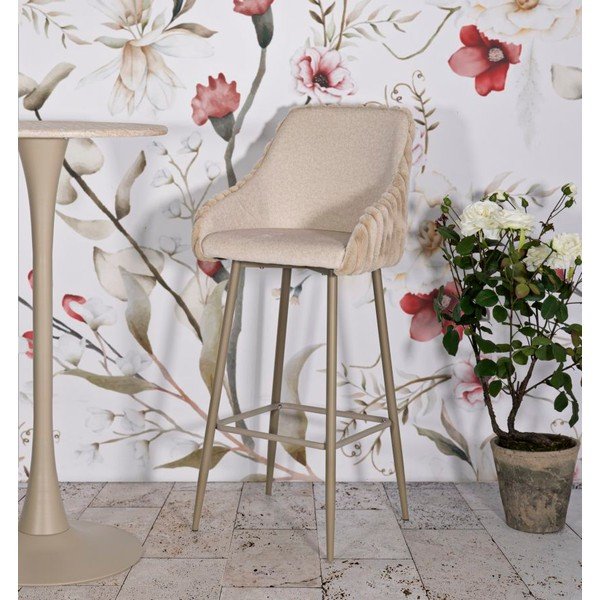 Krémové čalúnené barové stoličky v súprave 2 ks s podrúčkami (výška sedadla 78 cm) Alaska – Mauro Ferretti-image-1