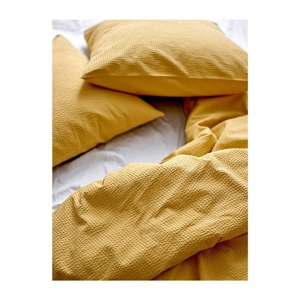 Žlté obliečky z bio bavlny 200x140 cm Wave Straw - Södahl-image-1